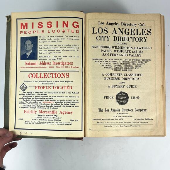 1928 Los Angeles CA City Directory POOR Ancestry Genealogy San Fernando Valley - Picture 4 of 12